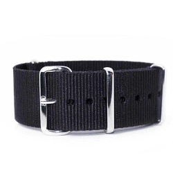 bracelet montre nylon NATO 20mm noir